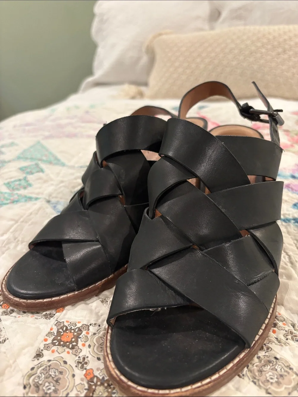 Madewell Black Woven Leather Slingback Sandals - Women